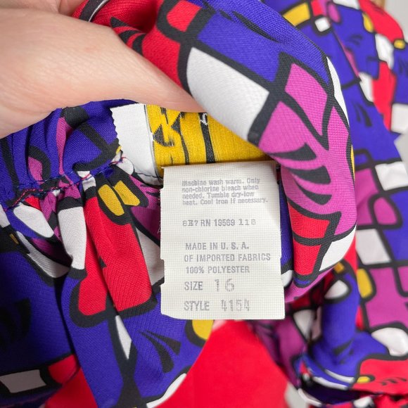 80's Rhonda Lee | deadstock | BOLD geometric blouse - Picture 5 of 7